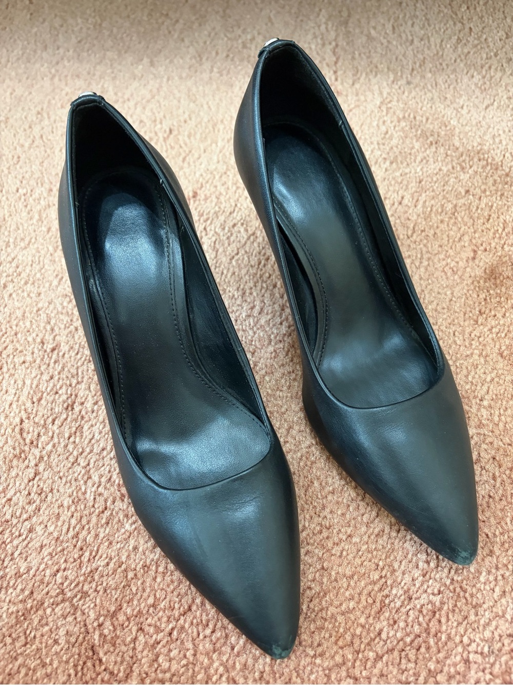 Michael Kors Black Pointed-Toe Leather Pumps